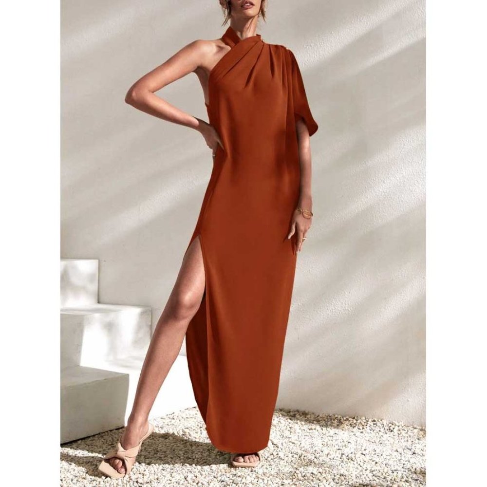 SHEIN Belle One Shoulder Split Hem Dress